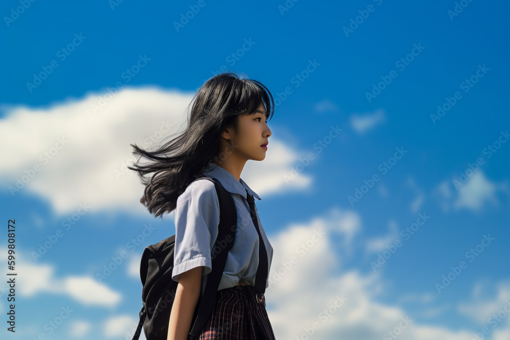 silhouette of a high school girl 6, Generative AI silhouette of a high school girl 6, Generative AI