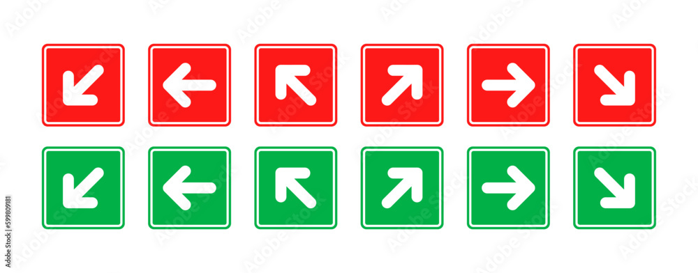 Arrows. Flat, colored, arrows pointers. Vector icons.