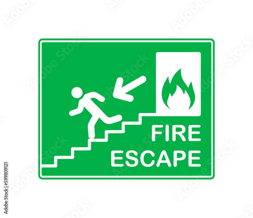 Fire exit. Flat, green, fire exit sign. vector illustration.