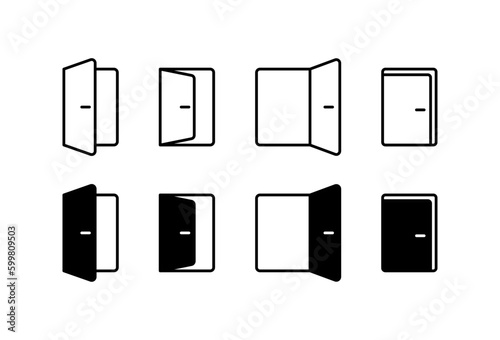 Exit. Silhouette, black, exit sign. Vector icons.