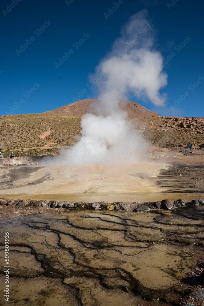 Fototapeta premium El Tatjo geisers in Atacama desert in Chile