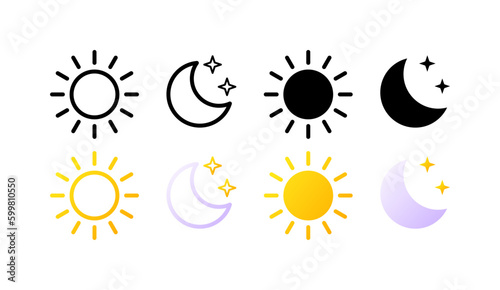 Day cycle. Fat, color, cycles of the day. Vector icons.