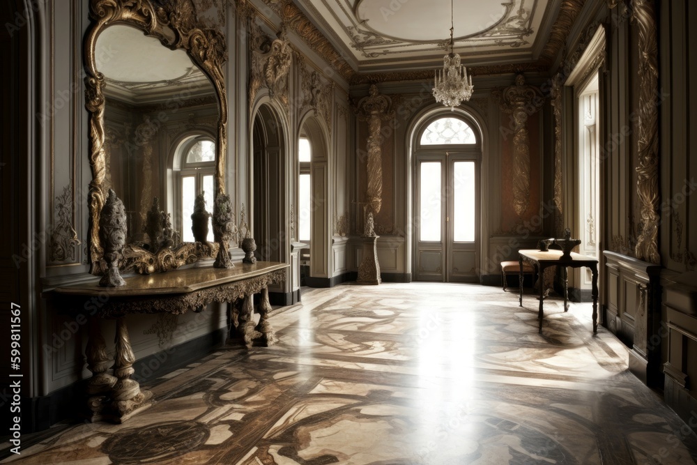 Baroque interior living. Generate Ai