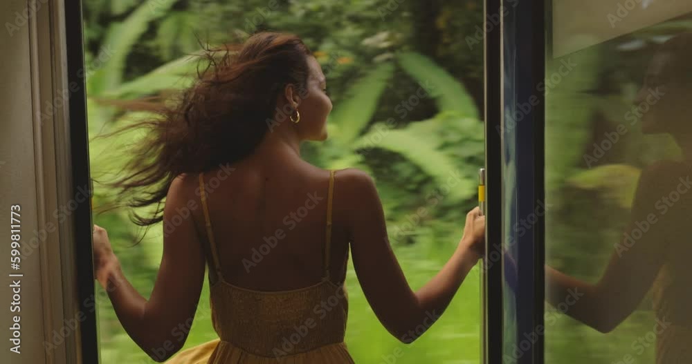 Travel and Exploration of Tourist female by Sri Lankan Train to Famous