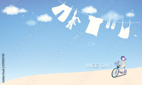 Clothes in the wind and sun vector.