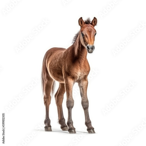 Baby Horse isolated on white  generative AI 