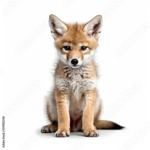 Baby Coyote isolated on white (generative AI)