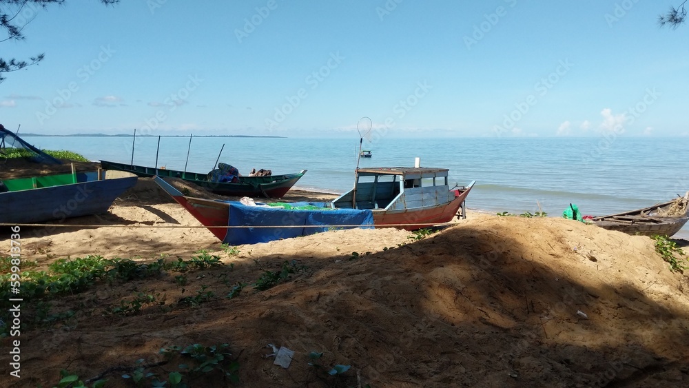 fishing boat washed up on the beach