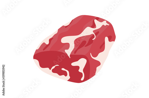 Fresh organic raw meat vector, fresh meat vector, organic food vector on white background, food top view vector, raw beef on white background, raw meat top view, flat design of raw pork steak.