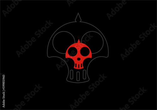 vector red skull pattern on black background. can be used for wallpapers, stickers, emblems, t-shirts, tattoos, and other digital media.