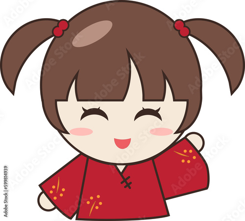 Little cute girl in traditional Chinese cartoon