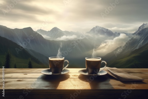 Coffee mountains on table. Generate Ai