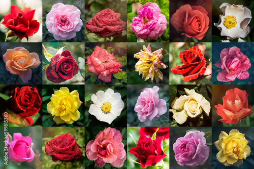Colourful summer roses. Floral background