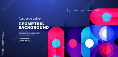 Simple circles and round elements pattern. Minimalist design geometric landing page. Creative concept for business, technology, science or print design