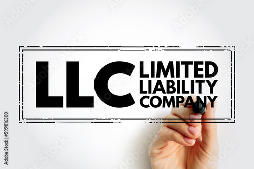 LLC - Limited Liability Company is a business structure that protects its owners from personal responsibility for its debts or liabilities, acronym text concept stamp