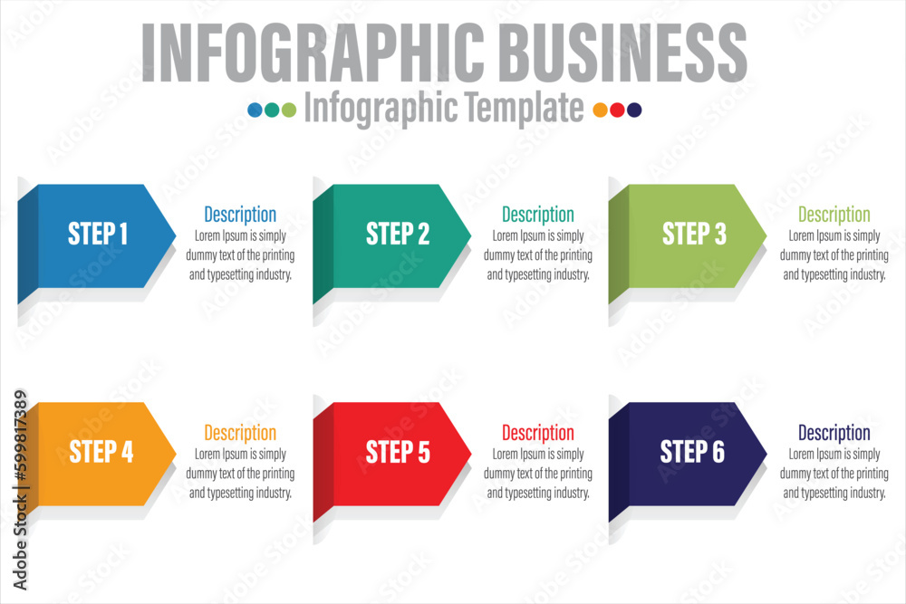 Arrow abstract infographics number options template with Six 6 steps, with Six 6 label. Can be used for workflow layout, diagram, business step options, banner, web design. Arrow abstract infographics number options template with Six 6 steps, with Six 6 label. Can be used for workflow layout, diagram, business step options, banner, web design.