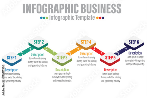 Business vector infographic with 6 steps,six options, parts or processes for presentation © InfoSoul