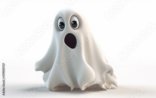 A spirited Halloween phantom on a plain white canvas