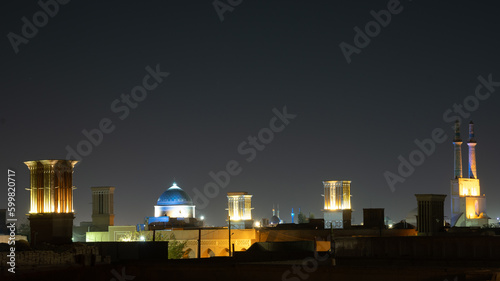 Iran beutifull city Yazd at night photo