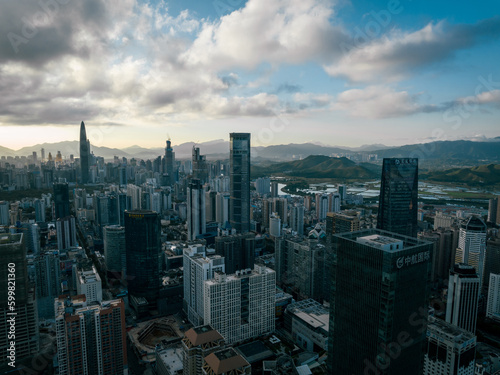 Aerial view of beautiful downtown landscape in shenzhen  China