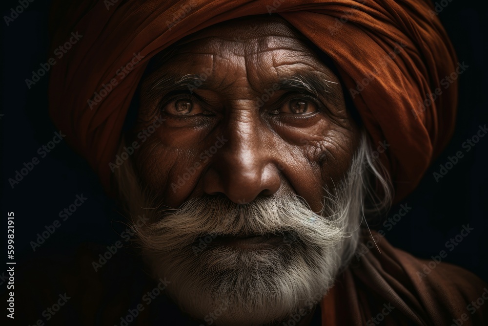 Indian old man face. Generate Ai Indian old man face. Generate Ai