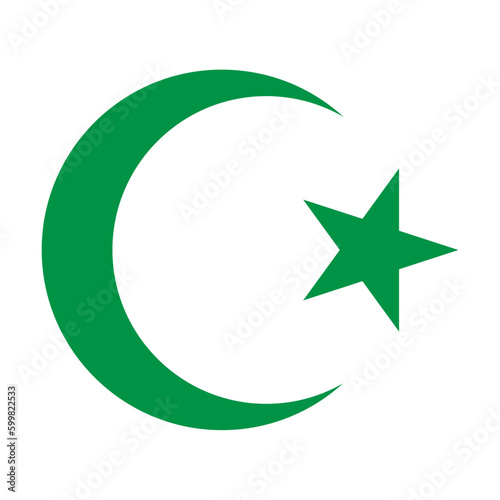 Vector graphic of crescent and start, the symbol of Islam