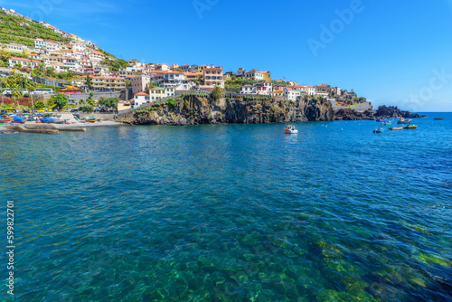 Ocean bay landscape in the Camara de Lobos, small tourist town small on Madeira Island, Portugal