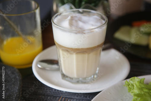 A cup of italian latte on the table  
