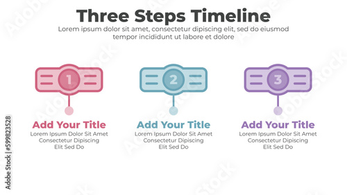 Flowchart infographic with 3 steps or options business template for presentation