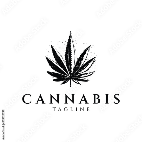 Cannabis vintage logo design vector illustration