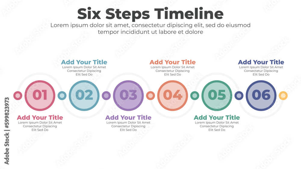 Abstract elements of graph and timeline diagram with 6 steps infographic