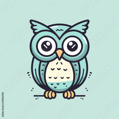 A charming and whimsical kawaii owl illustration, perfect for use in children's books, stationary, or as a cute logo design