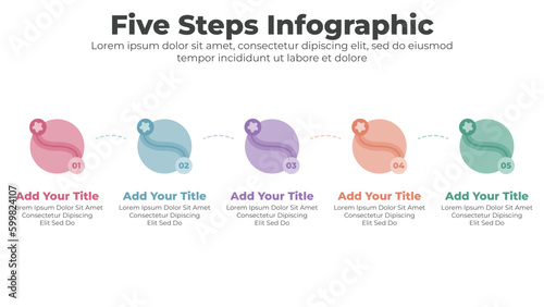 Modern diagram and infographic template for business with five steps or options 