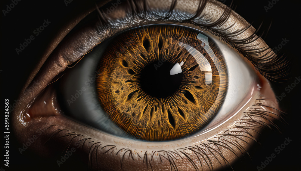 close up of a beautiful brown eye, Generative AI image close up of a beautiful brown eye, Generative AI image