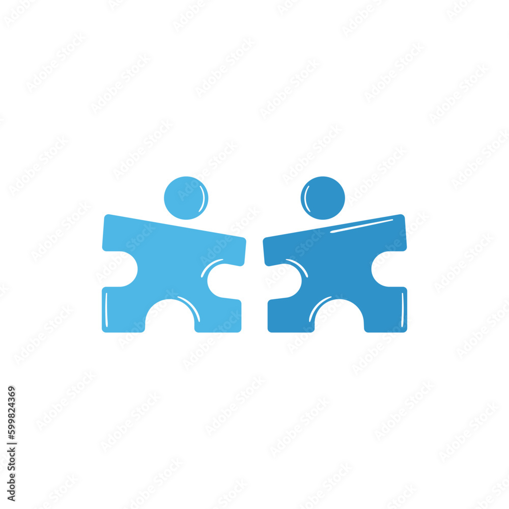 People puzzle together logo flat design. Community non-profit foundation social vector icon illustration People puzzle together logo flat design. Community non-profit foundation social vector icon illustration