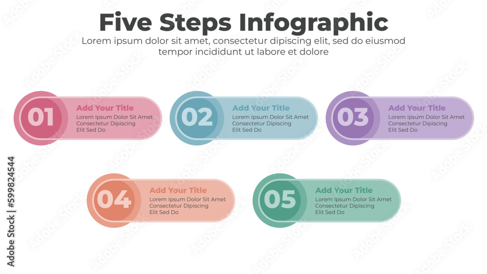 Business infographic template with 5 steps or options for presentation