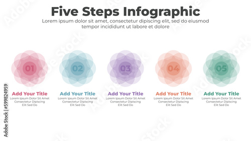 Circular five steps infographics template design