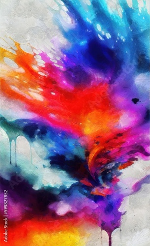 abstract watercolor background with blue  red  yellow  green  purple and pink waves