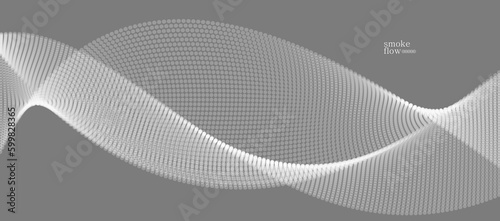 Vector abstract background with wave of flowing particles, smoke flowing grey design, smooth and soft relaxing image.