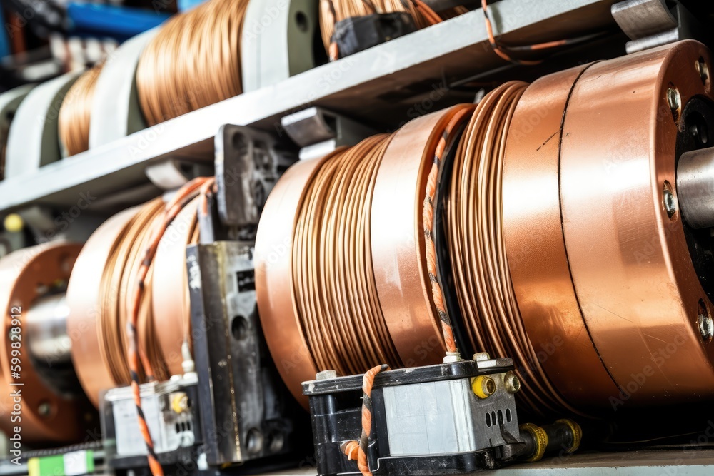 Modern big copper powerful motor. Generative AI Modern big copper powerful motor. Generative AI