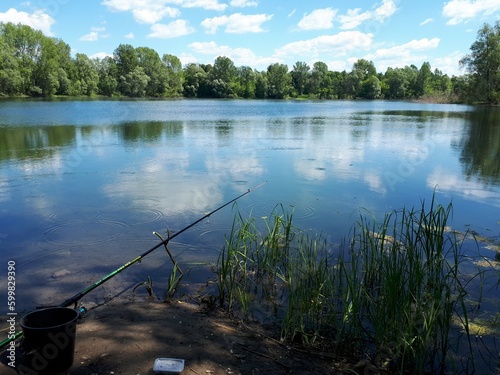Fishing on the lake, Ufa city, Russia