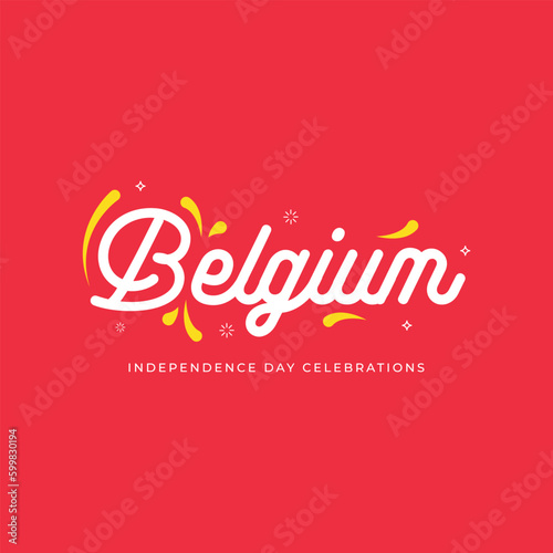 Belgium waving flag banner design template. Design for national day celebrations.