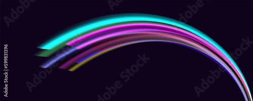 Vector smooth waves on dark background. Futuristic technology design backdrop