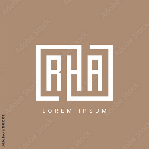 RHA, RAH, RA, AR, HA, BA, Abstract initial monogram letter alphabet logo design photo