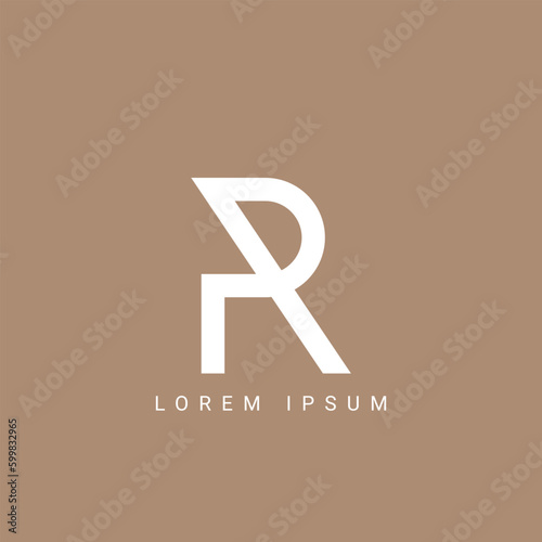 R Artistic Letter Logo Design with Creative Serif Font in Black and White Colors Vector Illustration