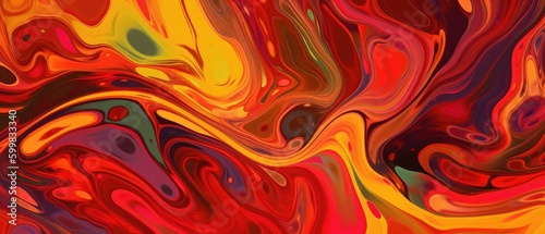 Unique liquid background with a mix of bold bright colors. Graphic design for backgrounds. Beautiful wallpaper texture. Generative AI. 