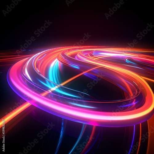 abstract background with bright neon lights AI generated wallpaper