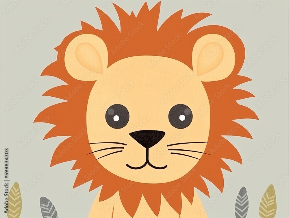 Lion Nursery Room Wall Decor Gender Neutral Cute Cartoon Watercolor Illustration Painting Decoration Lion Nursery Room Wall Decor Gender Neutral Cute Cartoon Watercolor Illustration Painting Decoration