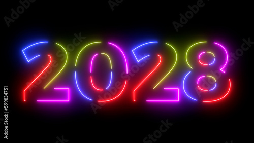 2028 colored text. Laser vintage effect. 