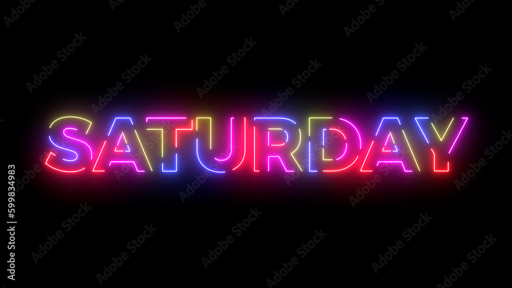 Saturday colored text. Laser vintage effect. 